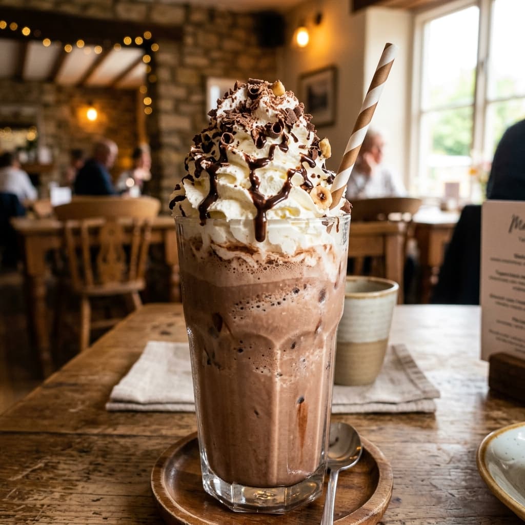 Decadent chocolate milkshake with whipped cream