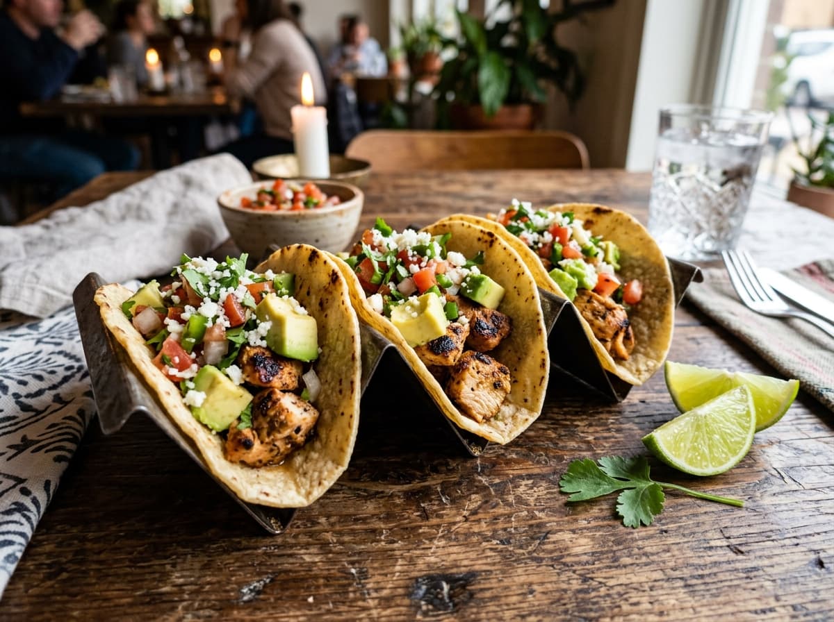 Crispy grilled tacos with cilantro